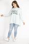 Women's Baby Blue Large Size Sequin Detailed Hooded Long Back Sweatshirt 65n36431 - 3