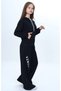 Girl's 100% Cotton Hooded Zippered 2 Thread Bottom & Top Tracksuit Set-309 - 3