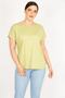 Women's Green Large Size Cotton Fabric Stone Detailed Blouse 65n36094 - 5