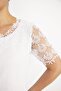 Women's Bone Plus Size Cotton Fabric Lace Detailed Blouse 65n35922 - 3