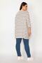 Women's Large Size Indigo Cotton Fabric Striped Cardigan 65n29655 - 4