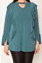 Women's Plus Size Green Collar and Flywheel Detailed Blouse 65n31382 - 5