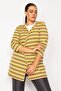 Women's Large Size Khaki Striped Viscose Cardigan 65n28700 - 5