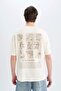 100% Cotton Oversize Wide Fit Crew Neck Back Printed Short Sleeve T-Shirt C7166Ax25Sm - 7
