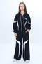 Girl's 100% Cotton Garnished Hooded Zippered Oversize Bottom & Top Trend Tracksuit Set-315 - 5