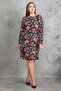 Women's Large Size Black Chain Accessories Collar Detailed Side Gathered Dress 65n19795 - 3