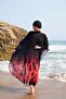 Women's Red Feather Panel Patterned Single Pareo on Hijab Swimsuit - 5