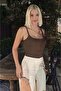 Brown Thin Strap Cotton Basic Tank Top Sh169 - 4