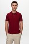 Regular Fit Burgundy Pique Textured 100% Cotton Non-Curling Polo Neck Embroidered T-Shirt