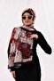 Black-Burgundy Patterned Shawl Lina 25042507340 - 6