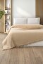 Double Fringed Honeycomb Pique Set- 4 Piece Waffle Pique Set-Delfina-Cappuccino