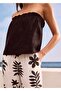 Women's Plus Size White, Black Printed, Elastic Waist Viscose Trousers 65N39007 - 7