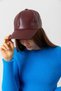 Classic Burgundy Colored Plain Visor Leather Baseball Cap - Simple Stylish Design Spk1104 - 4