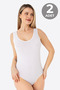 White 2-Piece Women's Snap-On Athlete / Body Thick Strap Cotton Lycra