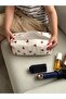 Heart Patterned Special Print Cotton Fabric Hair Styling Bag / Cosmetic Bag / Organizer - 3