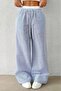 Light Blue White Striped High Waist Relaxed Fit Pants - 6
