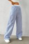 Light Blue White Striped High Waist Relaxed Fit Pants - 5