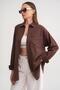 4670 Women's Oversize Basic Linen Shirt with Pockets Brown