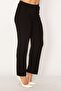 Women's Black Plus Size Lycra Sandy Fabric Iron Mark Stitched Pocket Trousers 65N36428 - 4