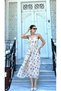 Patterned Women's Special Occasion Casual Dress with Rose Tie Detail at the Neck and Straps - 4