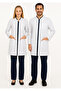White Judge Collar Medium Length White Coat Women Doctor Teacher Nurse Lab Coat with Snap Fasteners - 2