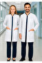 White Judge Collar Medium Length White Coat Women Doctor Teacher Nurse Lab Coat with Snap Fasteners