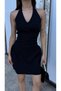 Mini Summer Dress with Back Cutout and Button Closure at Neckline - 6