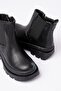 Children's Black High Sole Elastic Zippered Non-Slip Sole Boots - 5