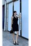 Mini Summer Dress with Back Cutout and Button Closure at Neckline - 5