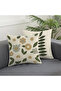Punch Embroidery Patterned Cream Background Green Cream Color Digital Printed 2-Piece Throw Pillow Cover