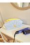 Blue Gingham Hair Styling Bag with Yellow Sun Embroidery, Large Size Travel Bag