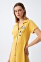 Women's Cotton Combed Short Sleeve Buttoned Yellow Tunic Nightgown 13109 - 5