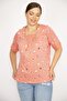 Women's Pomegranate Cotton Fabric Collar and Sleeve Lace Detailed Blouse 65n36544