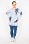 Women's Blue Large Size Sequin Detailed Sweatshirt 65n35851 - 8