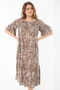 Women's Plus Size Milk Coffee Collar Elastic Woven Viscose Fabric Tiered Dress 65N37349 - 7