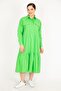 Women's Green Plus Size Front Placket Buttoned Chest Pocket Skirt-Layered Dress 65n36147 - 3