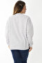 Women's Large Size Gray Swatshirt with Raised Embroidery Detail 65N37008 - 5