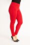 Women's Large Size Red Leggings with Front Decoration and Back Pockets 65n34534 - 8