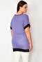 Women's Large Size Lilac Front Stone and Print Detailed Tunic 65n30359 - 5