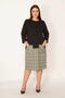 Women's Plus Size Black Skirt Part Plaid Patterned Pocket Dress 65n31127