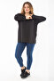 Women's Plus Size Black Crew Neck Sports Blouse 65N38732 - 4