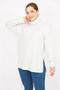 Women's Gray Large Size Turtleneck Collar Soft Fabric Self-Striped Tunic 65n35853 - 8