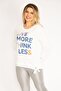 Women's Large Size Bone Front Stone and Printed Long Sleeve Blouse with Side Tie Detail 65n35350 - 3