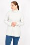 Women's Gray Large Size Turtleneck Collar Soft Fabric Self-Striped Tunic 65n35853 - 3