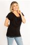 Women's Large Size Black Low Collar Blouse with Lace Detail on Collar and Hem 65n34531 - 5