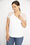 Women's White Large Size Cotton Fabric Front Placket Zippered Sleeves Lace Blouse 65n36586 - 7