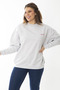 Women's Large Size Gray Swatshirt with Raised Embroidery Detail 65N37008 - 4
