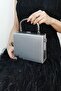 Women's Silver Fabric Evening Dress Clutch Bag