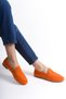 Mubiano Genuine Leather Collection Women's Suede Loafer & Ballerina Orange -Mcmng2103-Orj