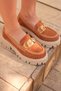 Mb1170-Tb Thick Sole Luxury Suede Buckle Tan Women's College Loafer - 6